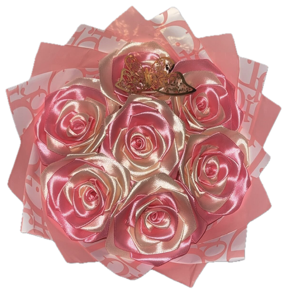 Pink ribbon bouquet pricing sticker